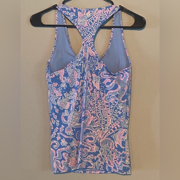 Lilly Pulitzer Blue and Pink Patterned Tank Top - Picture 2 of 2